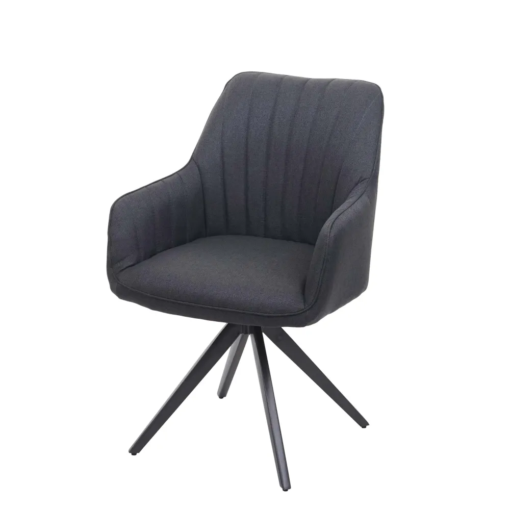 Chaise de salle à manger fauteuil de bureau en tissu gris ténébreux en acier design rétro 04_0002277