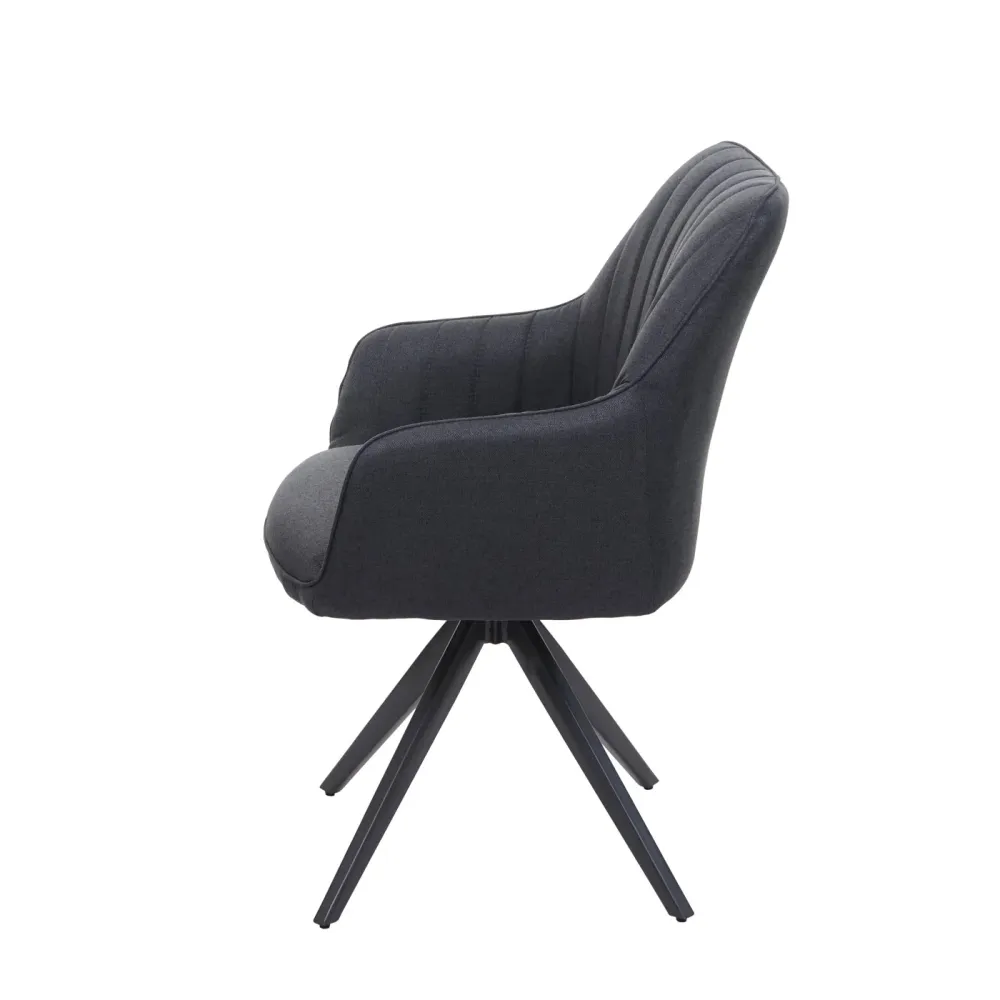 Chaise de salle à manger fauteuil de bureau en tissu gris ténébreux en acier design rétro 04_0002277