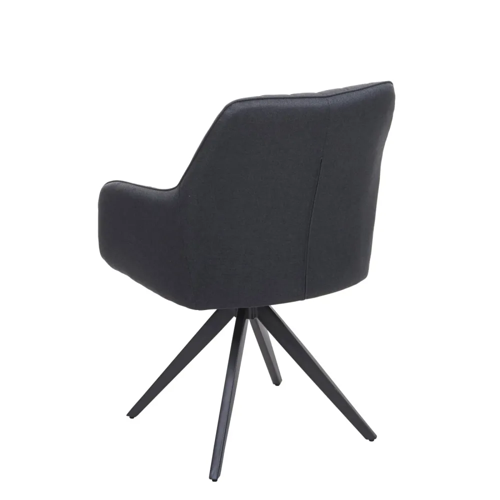 Chaise de salle à manger fauteuil de bureau en tissu gris ténébreux en acier design rétro 04_0002277