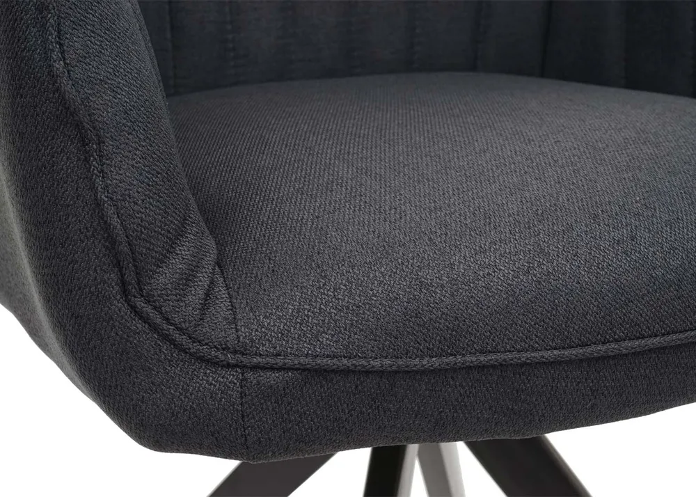 Chaise de salle à manger fauteuil de bureau en tissu gris ténébreux en acier design rétro 04_0002277