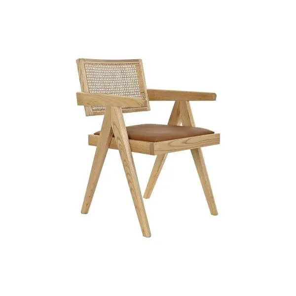 Chaise Vieux en Cannage Rotin avec Accoudoirs Marron compatible avec la plupart des bureaux