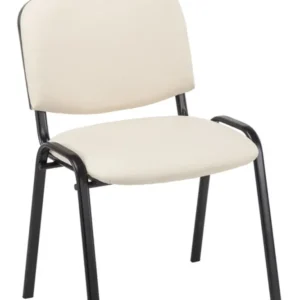 Chaise visiteur assise rembourrée en synthétique crème BUR10072