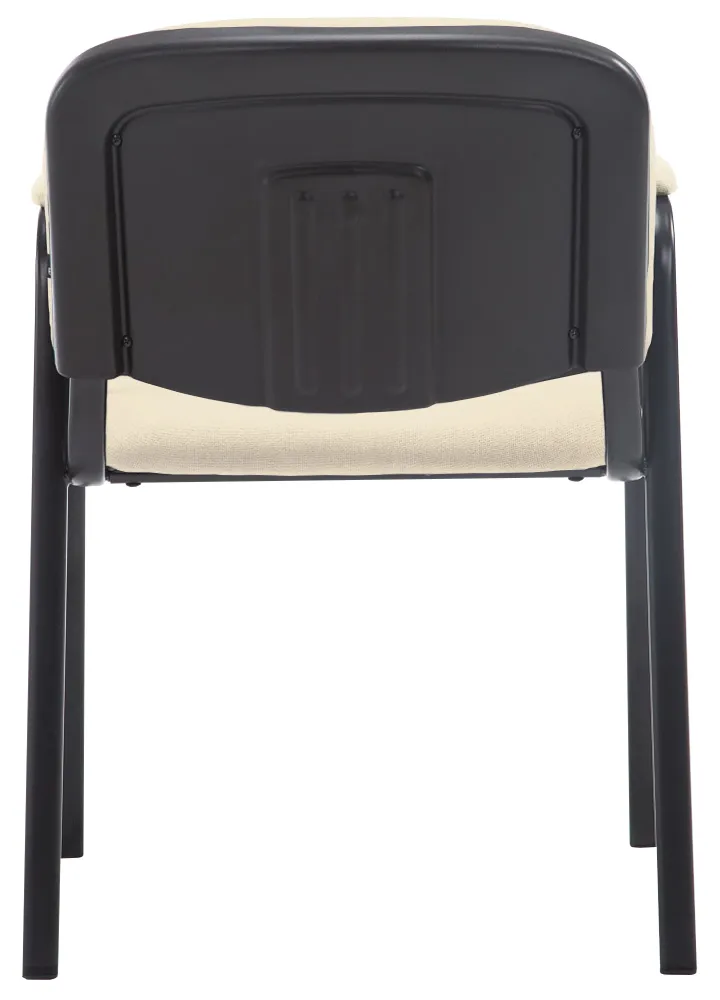 Chaise visiteur avec accoudoirs intégrés zone d'attente en tissu crème piètement à 4 pieds en métal noir 10_0003387 pour u...