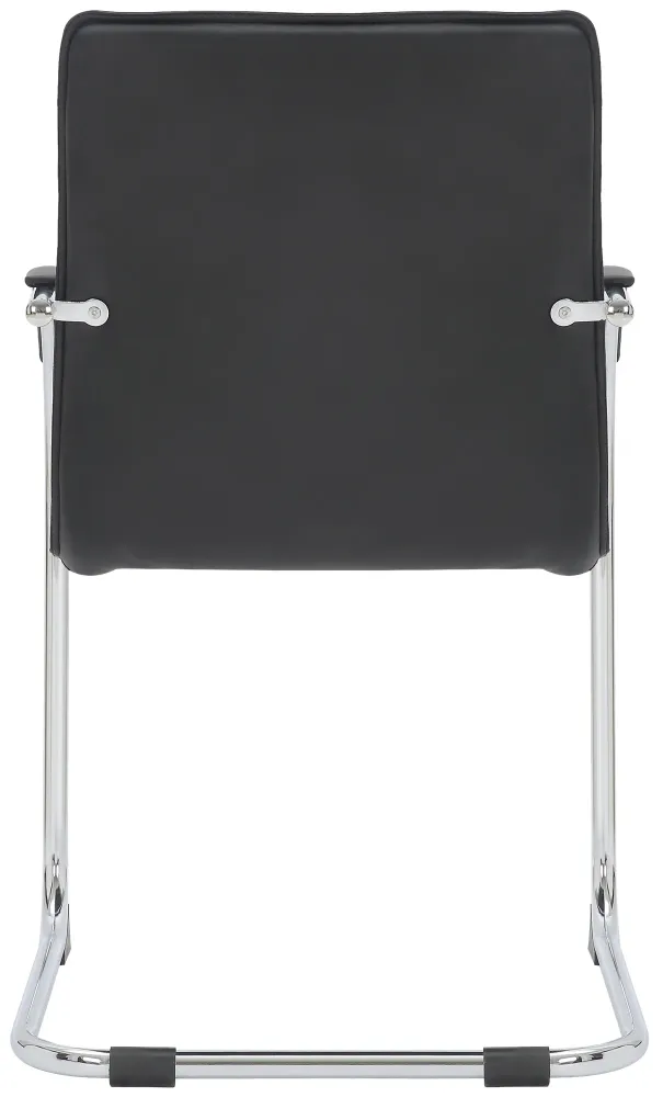 Chaise visiteur fauteuil de bureau avec accoudoirs assise en VINYLE noir piètement luge métallique 10_0003420