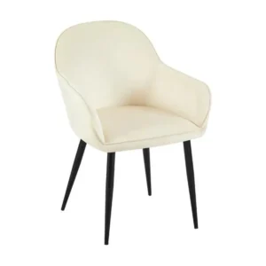 chaises avec accoudoirs - Velours & Métal noir mat - Crème - Boise avec 4 patins en caoutchouc
