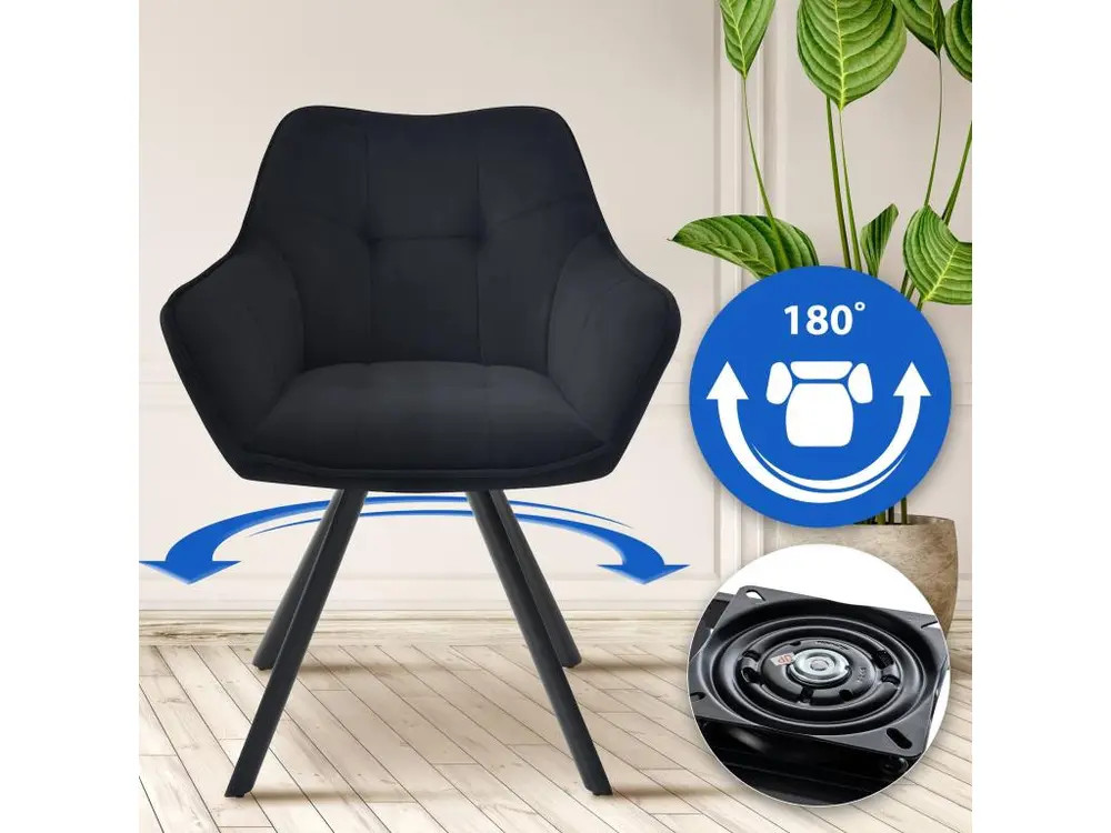 chaises avec accoudoirs - Velours & Métal - Noir - Scott pour bureau à hauteur variable