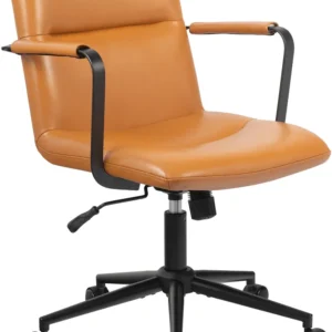 Coussin ergonomique pour Chaise de bureau sur roulette avec accoudoirs design ancien en cuir véritable marron 10_0007007