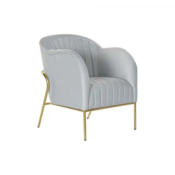 Fauteuil à Accoudoirs Effet Velours Bleu Ciel et Métal Doré - Conforme aux Normes de Sécurité