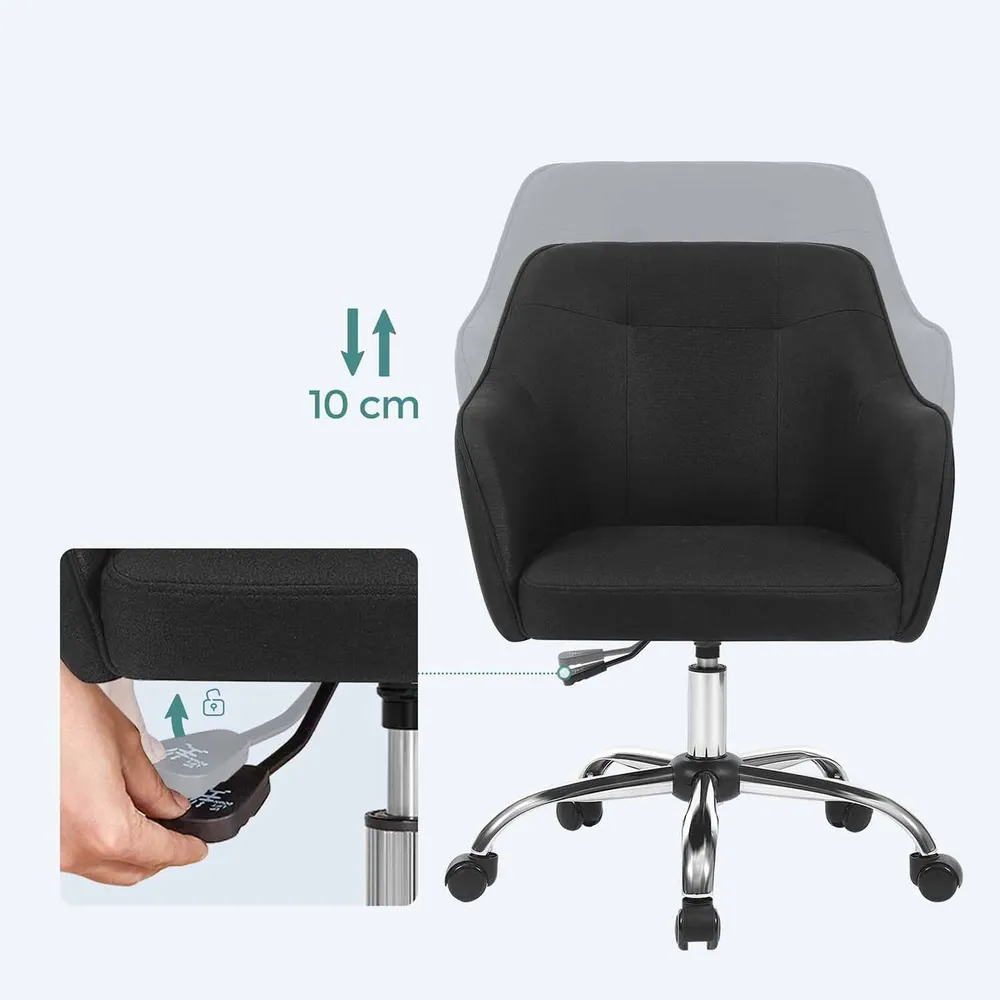 Fauteuil de bureau chaise pivotante confortable siège ergonomique réglable en hauteur charge 120 kg cadre enacier tissu im...