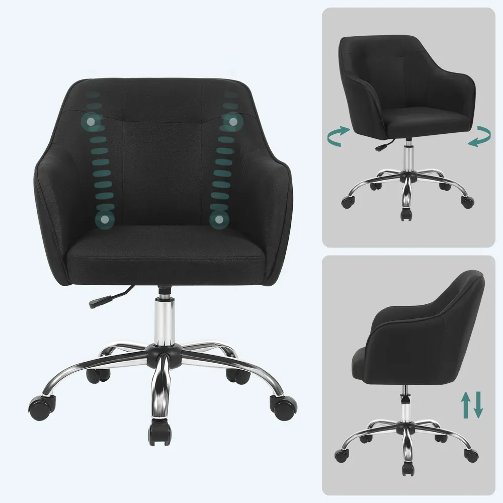 Fauteuil de bureau chaise pivotante confortable siège ergonomique réglable en hauteur charge 120 kg cadre enacier tissu im...