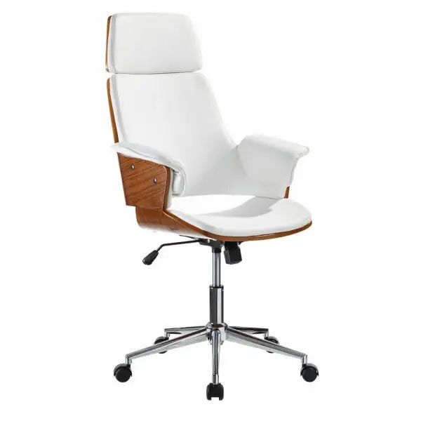 Fauteuil de Bureau Contemporain à accoudoirs Home Decor Bois et Cuir B avec Garantie 2 Ans