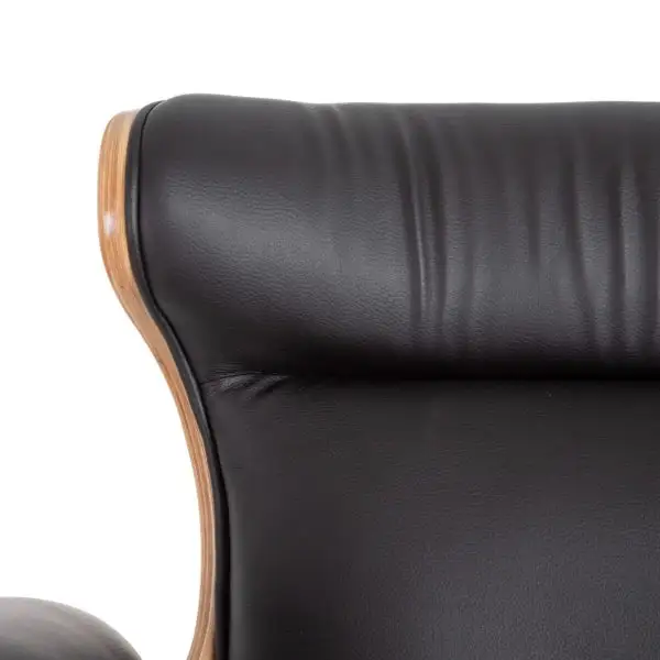 Fauteuil de Bureau Design avec Accoudoirs "BOSS" Bois et Cuir Noir - Conforme aux Normes de Sécurité