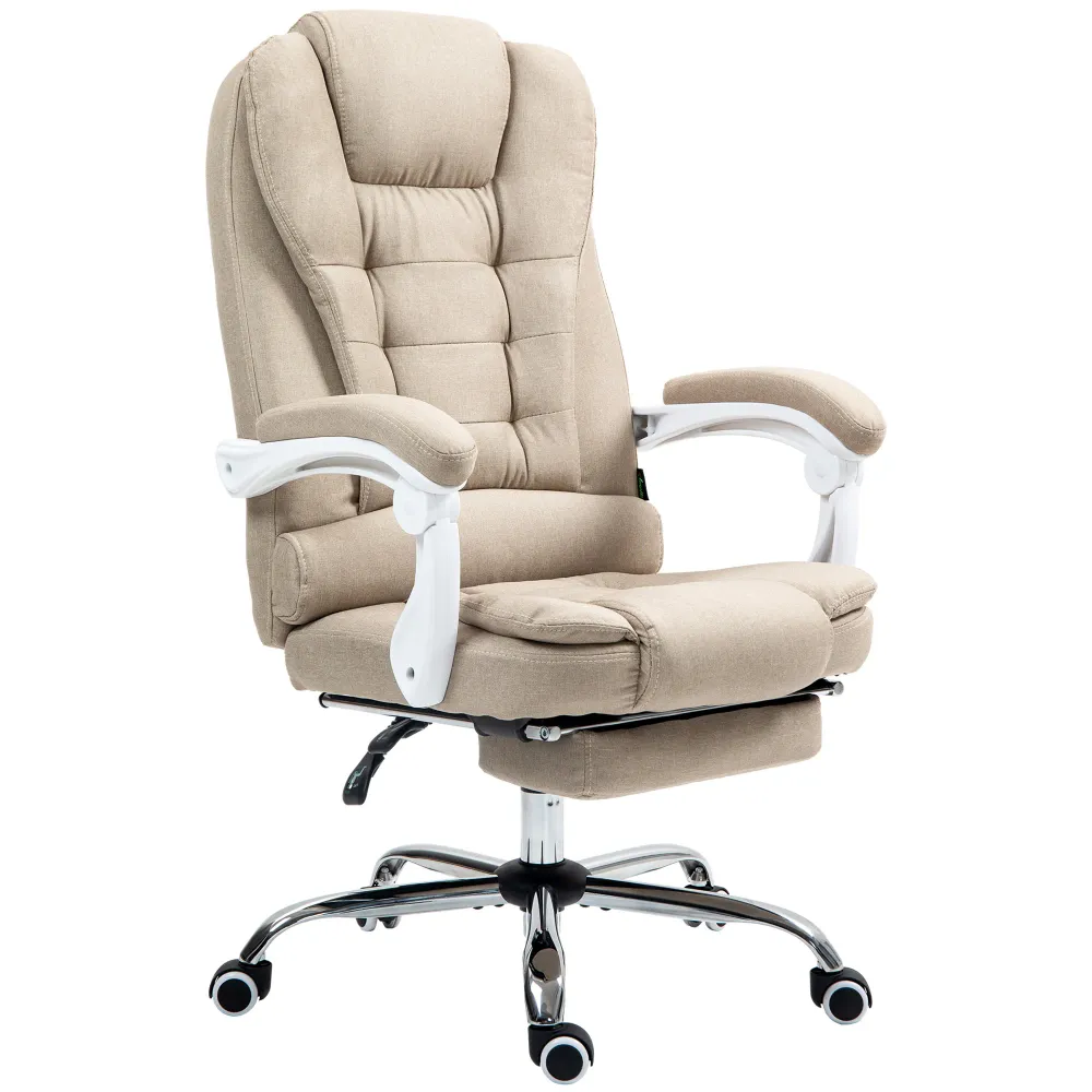 Fauteuil de bureau ergonomique, chaise de bureau avec repose-pied, dossier inclinable, accoudoirs rembourrés, en tissu asp...