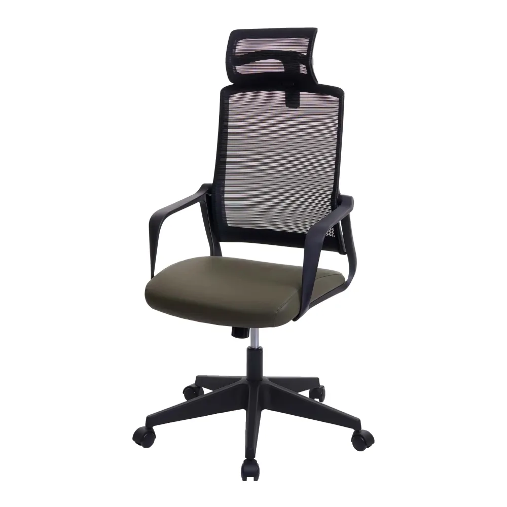 Fauteuil de bureau ergonomique pivotante avec accoudoirs et dossier en tissu maillage olive vert 04_0001883