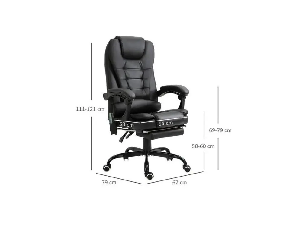 Fauteuil de bureau relaxant massant BRANSON noir avec revêtement anti-rayures