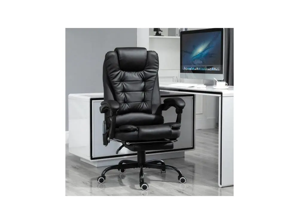 Fauteuil de bureau relaxant massant BRANSON noir avec revêtement anti-rayures