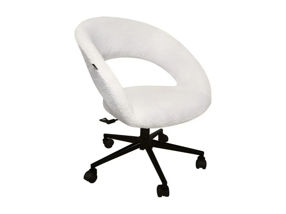 Fauteuil de bureau en tissu bouclette écru avec piètement noir - MARTY pour poste de travail réglable