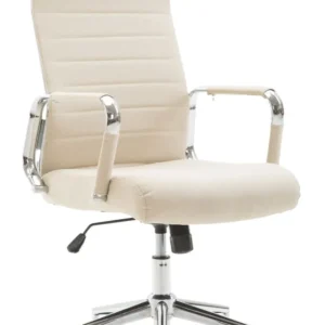 Fauteuil de bureau en tissu crème avec assise rembourrée pivotant BUR10237 (Lot de 4)