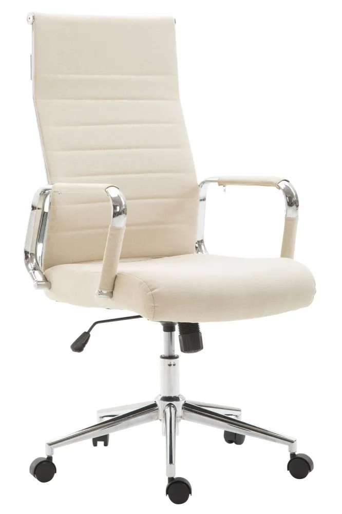 Fauteuil de bureau en tissu crème avec assise rembourrée pivotant BUR10237 (Lot de 4)