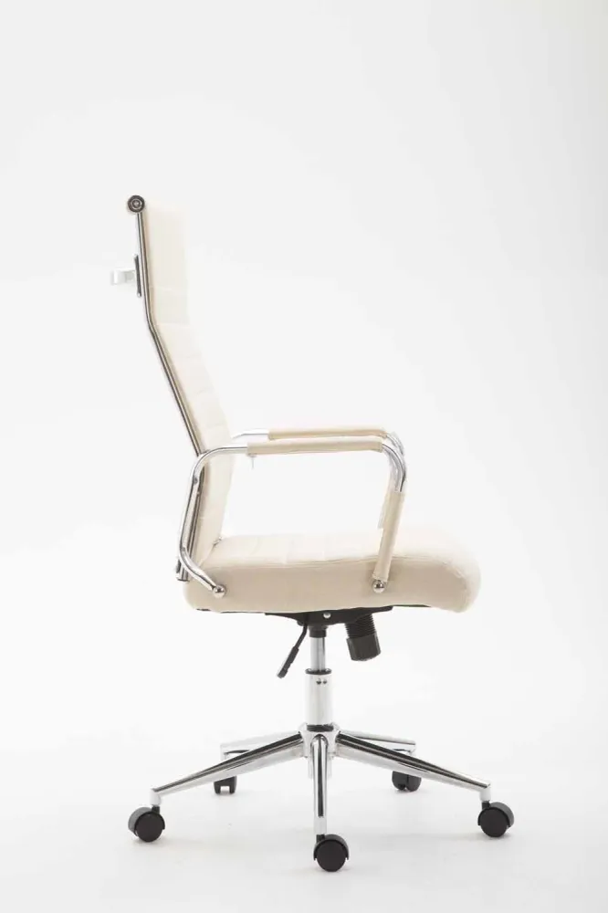 Fauteuil de bureau en tissu crème avec assise rembourrée pivotant BUR10237 (Lot de 4)