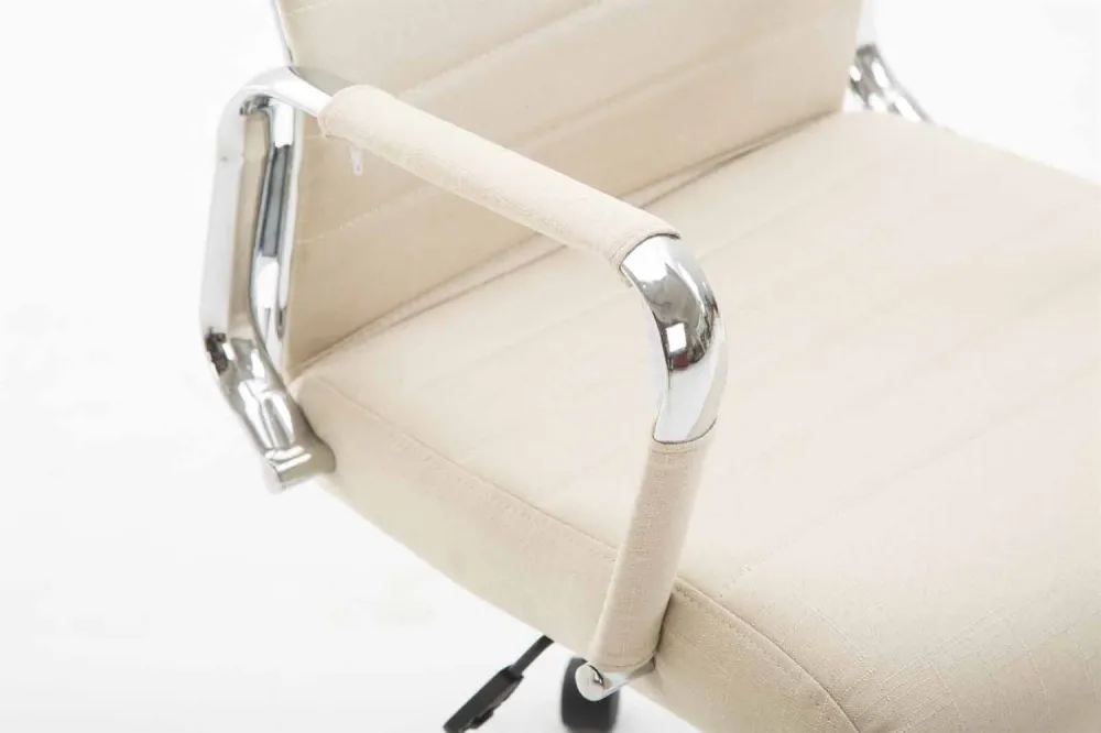 Fauteuil de bureau en tissu crème avec assise rembourrée pivotant BUR10237 (Lot de 4)