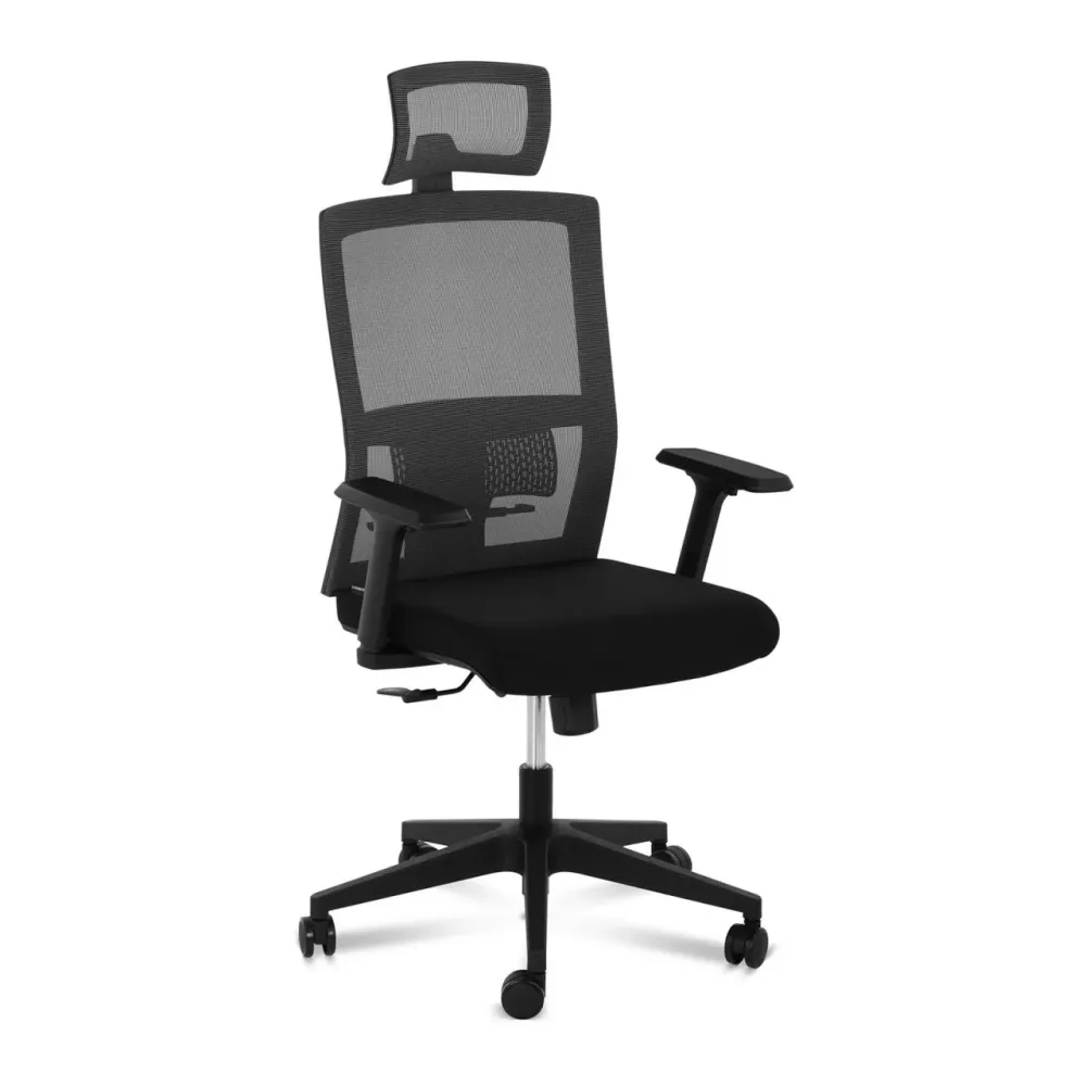 Fauteuil chaise siège de bureau dossier en filet appui-tête charge maximale150 kg noir 14_0000879 avec compartiments intégrés