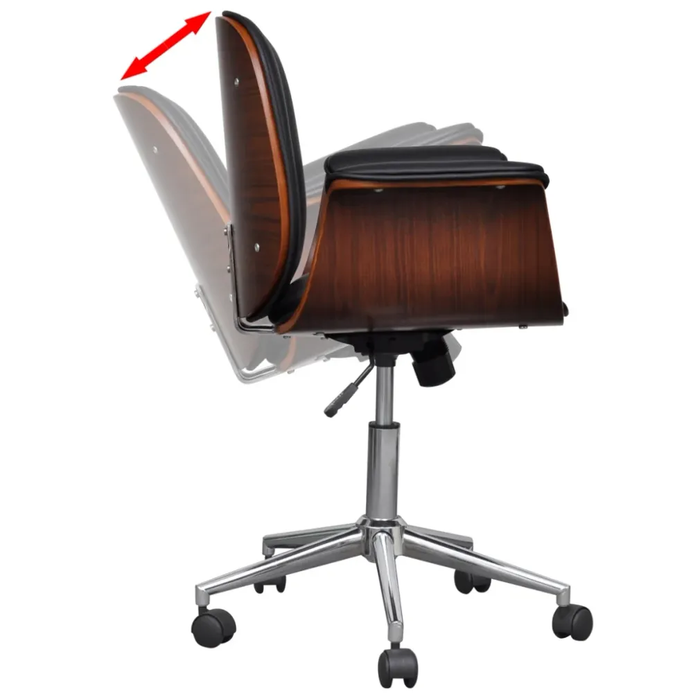 Fauteuil chaise siège de bureau luxe pivotant ergonomique avec accoudoir bois et noir 0502022 avec 4 patins en caoutchouc