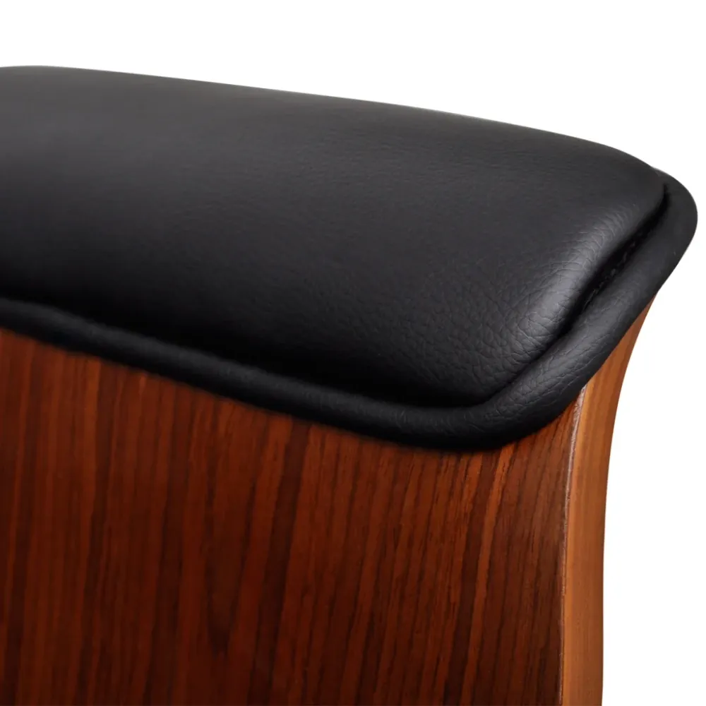 Fauteuil chaise siège de bureau luxe pivotant ergonomique avec accoudoir bois et noir 0502022 avec 4 patins en caoutchouc