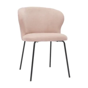Kit d'assemblage pour Chaise design en tissu effet velours rose poudré et métal noir YDA