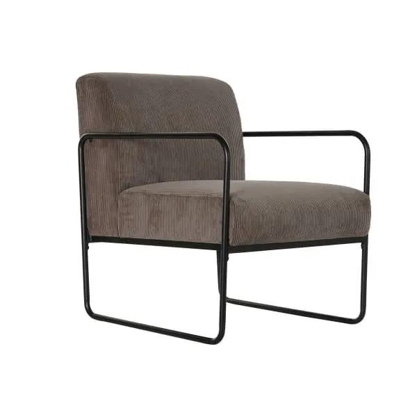 Kit d'assemblage pour Fauteuil Colonial à Accoudoirs Tissu Marron et Fer Noir