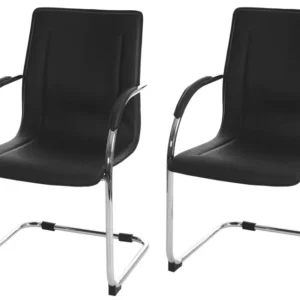 Kit d'assemblage pour Lot de 2 chaises bureau visiteur en synthétique noir avec accoudoir BUR04067