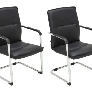 Kit d'assemblage pour Lot de 2 fauteuils de bureau chaises visiteur avec accoudoirs en VINYLE noir et métal chromé 10_0001886