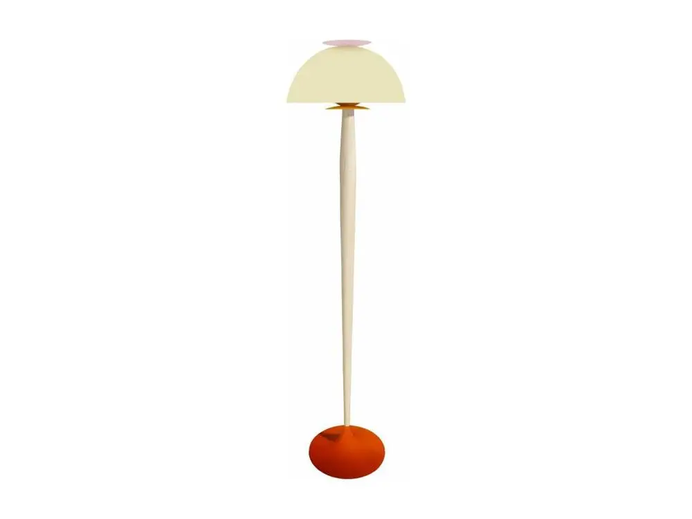 Lampadaire droit bois jaune 165 cm.