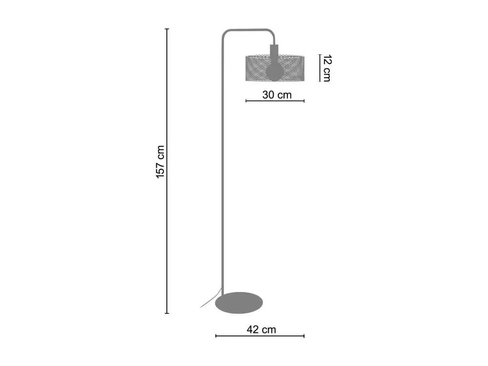 Lampadaire métal doré 157 cm.