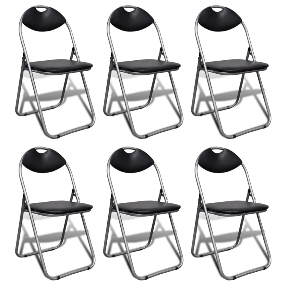 Lot de 6 chaises de cuisine bureau réunion pliables structure légère en VINYLE et acier noir DEC026290 - Conforme aux Norm...