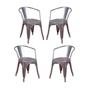 Lot de 4 chaises en métal avec accoudoirs - Bistro - Métal compatible avec la plupart des bureaux