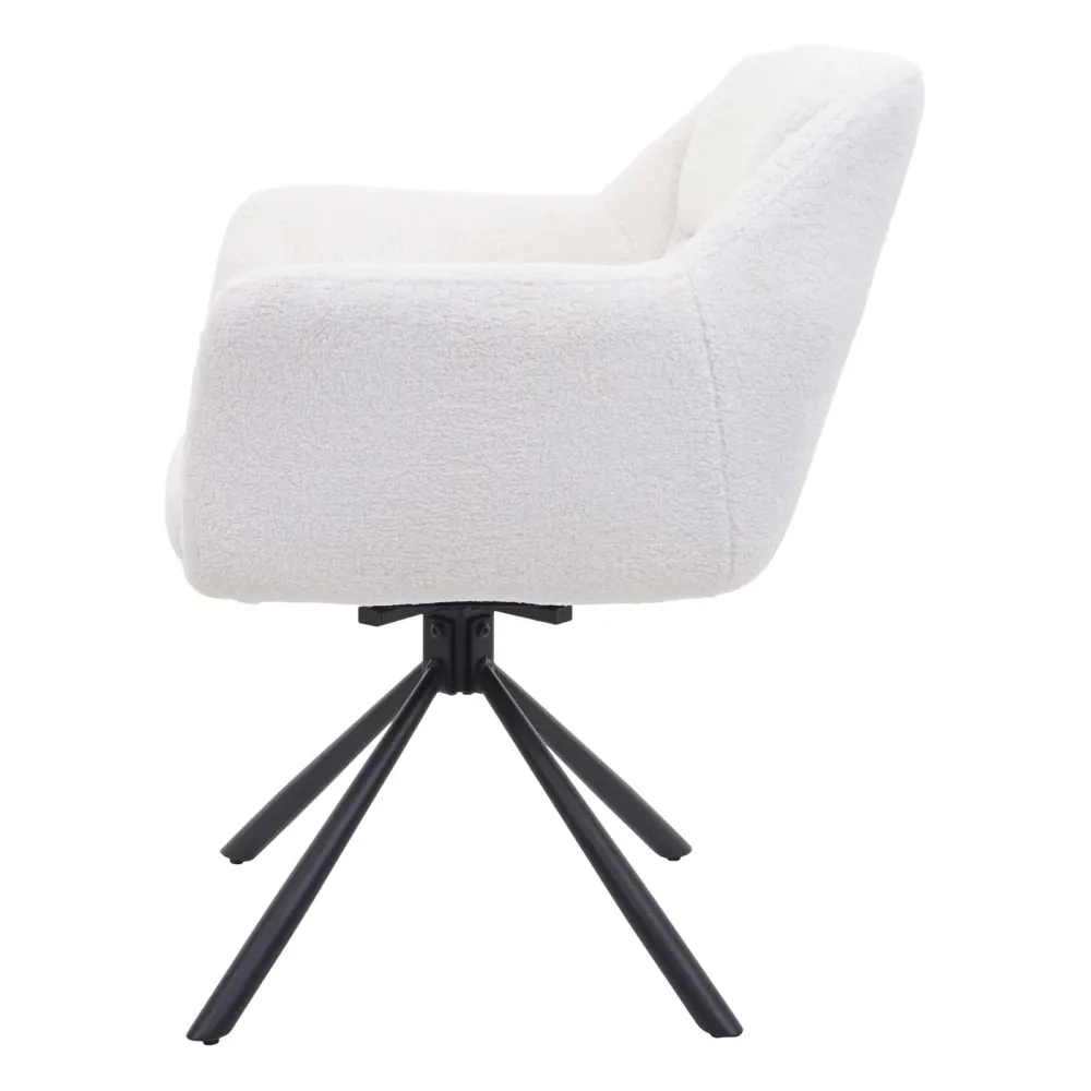 Lot de 2 chaises de salle à manger avec accoudoirs siège pivotant en tissu bouclé blanc 04_0007364 avec système de clipsage
