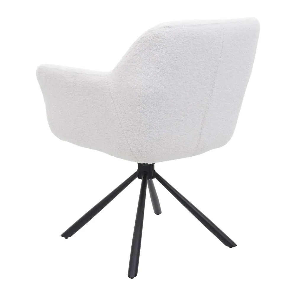 Lot de 2 chaises de salle à manger avec accoudoirs siège pivotant en tissu bouclé blanc 04_0007364 avec système de clipsage