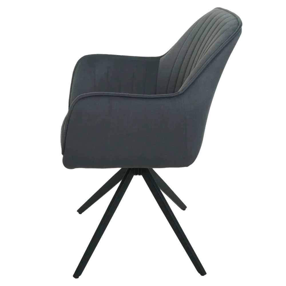 Lot de 6 chaises de salle à manger avec accoudoirs siège rotatifs en tissu anthracite cadre de trépied 04_0007744 (Lot de 4)