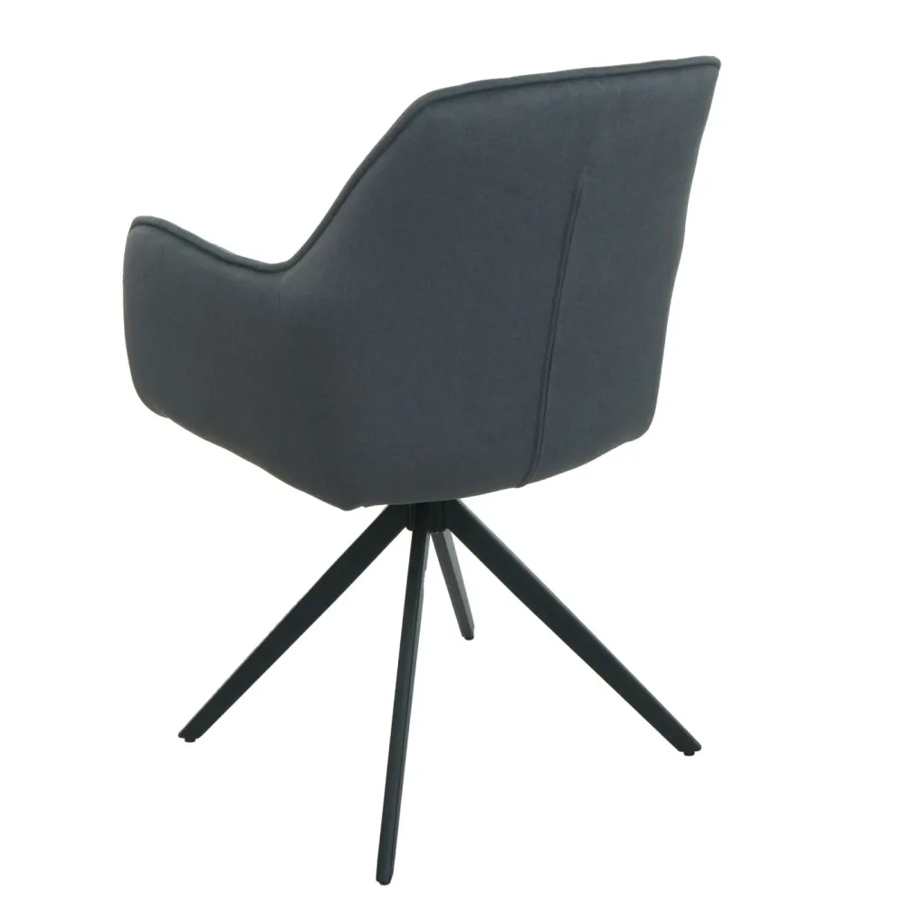 Lot de 6 chaises de salle à manger avec accoudoirs siège rotatifs en tissu anthracite cadre de trépied 04_0007744 (Lot de 4)