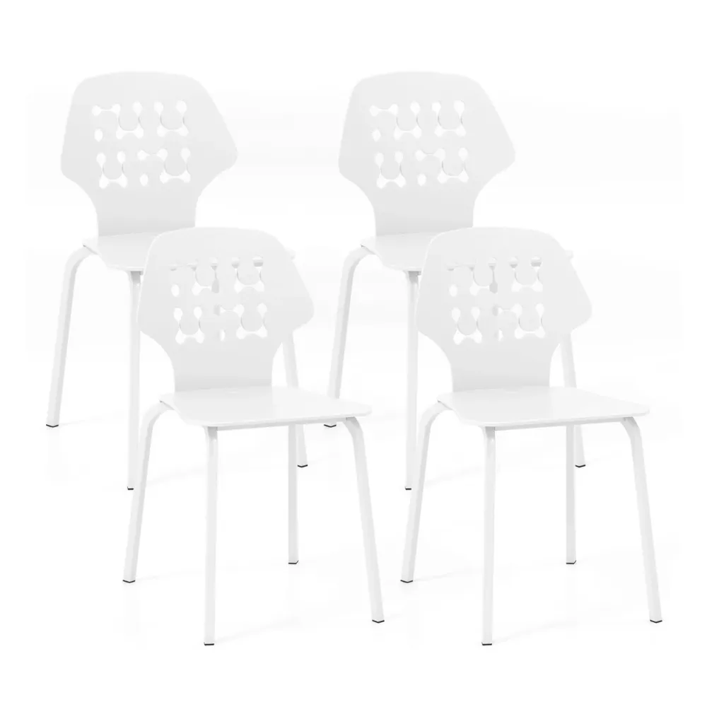 Lot de 4 chaises de salle à manger 44 x 53 x 86 cm confort amélioré design tendance en métal blanc 20_0012587