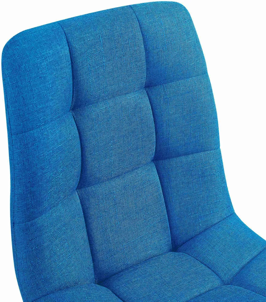 Lot de 2 chaises de salle à manger coutures décoratives carrées en tissu bleu et métal noir 10_0007586 avec Garantie 2 Ans