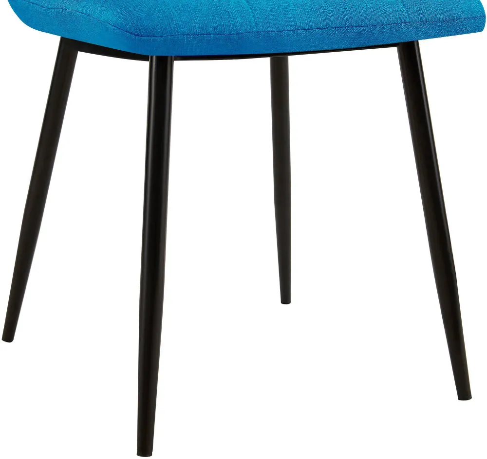Lot de 2 chaises de salle à manger coutures décoratives carrées en tissu bleu et métal noir 10_0007586 avec Garantie 2 Ans