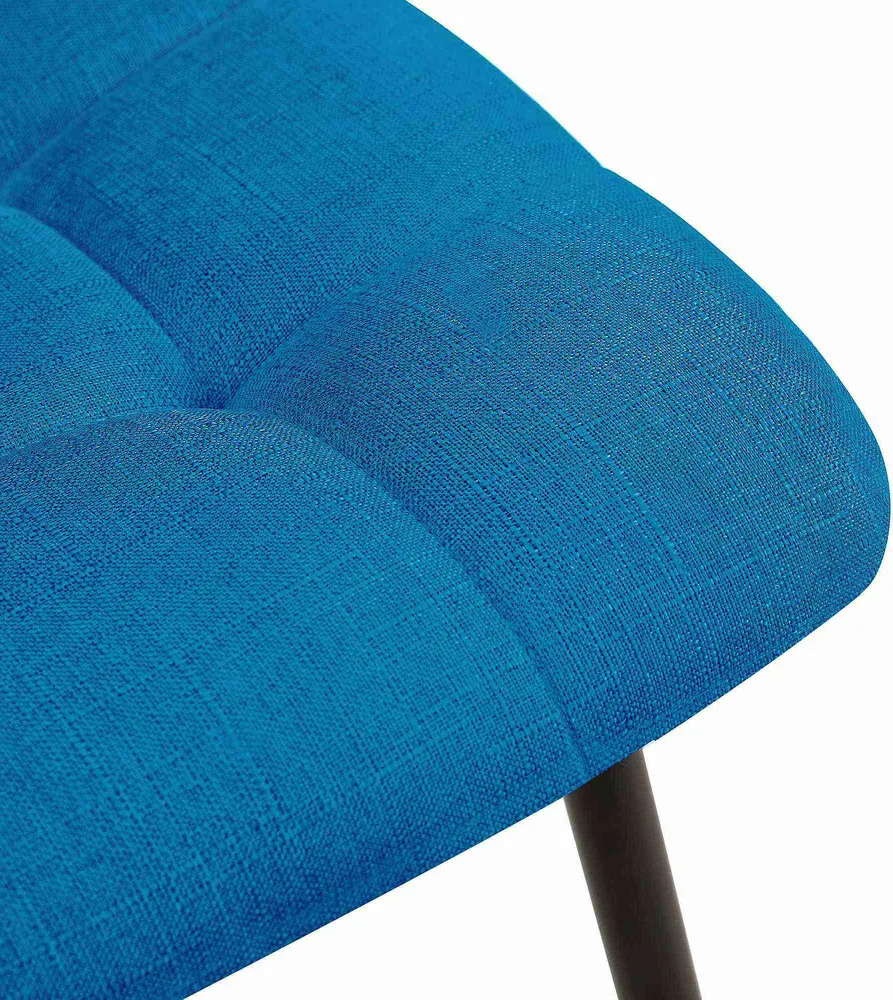 Lot de 2 chaises de salle à manger coutures décoratives carrées en tissu bleu et métal noir 10_0007586 avec Garantie 2 Ans
