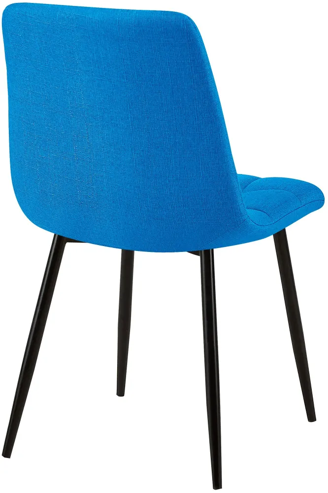 Lot de 2 chaises de salle à manger coutures décoratives carrées en tissu bleu et métal noir 10_0007586 avec Garantie 2 Ans
