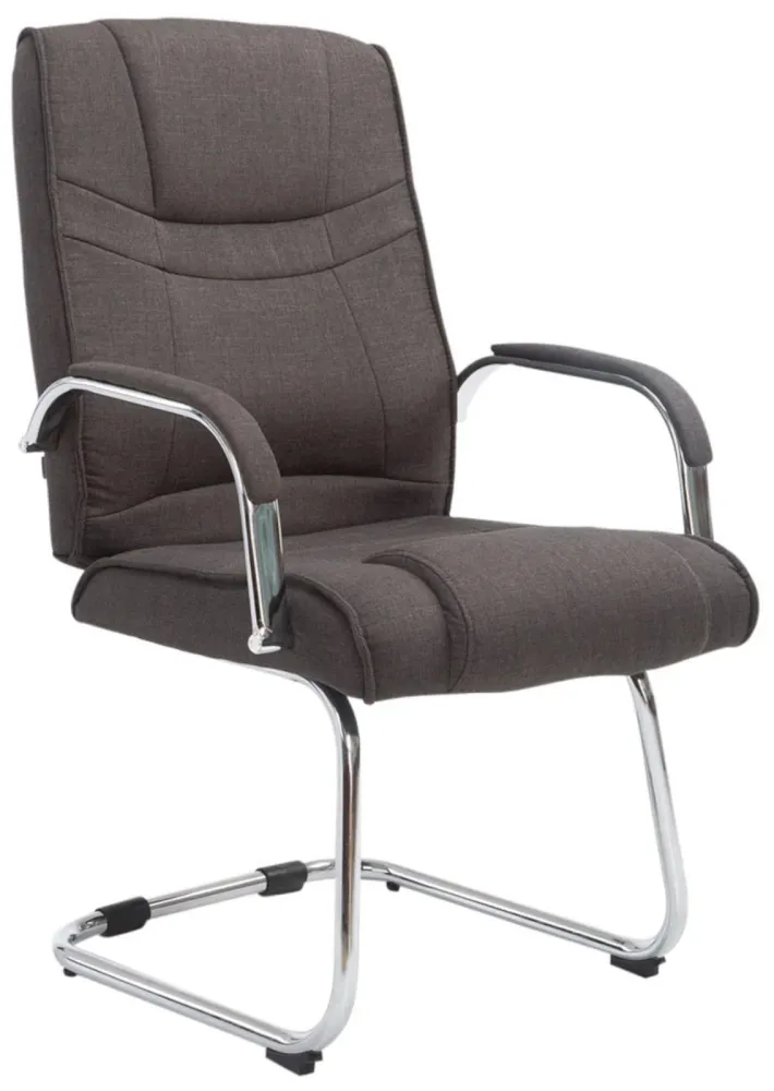 Lot de 2 fauteuils de bureau sans roulettes accoudoirs chaise visiteur charge maximale 180 kg en tissu gris obscur cadre e...