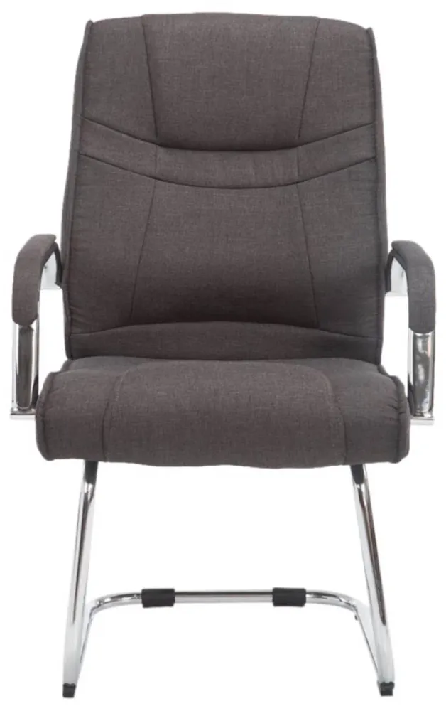Lot de 2 fauteuils de bureau sans roulettes accoudoirs chaise visiteur charge maximale 180 kg en tissu gris obscur cadre e...