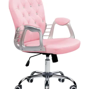 Office Chair Faux En cuir souple Pink PRINCESS