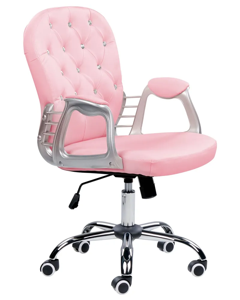Office Chair Faux En cuir souple Pink PRINCESS