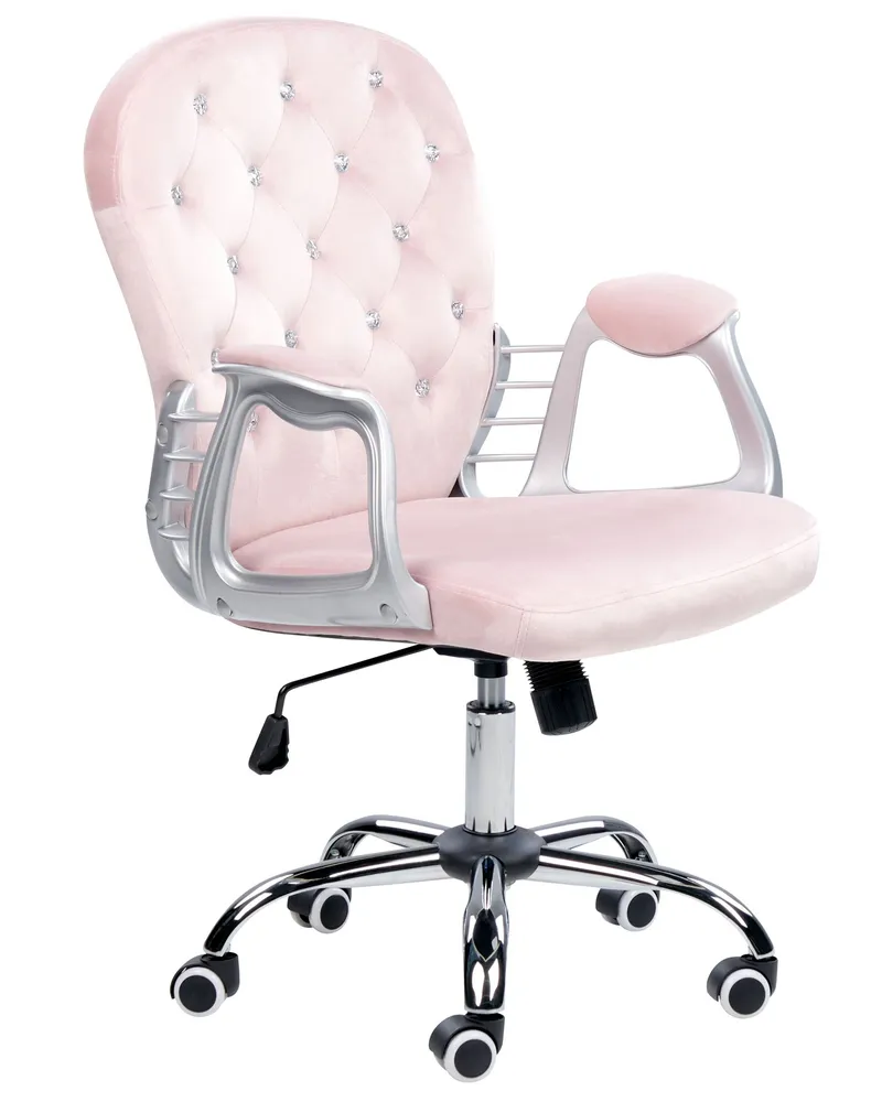 Organisateur de câbles Chaise de bureau Velours Rose PRINCESS